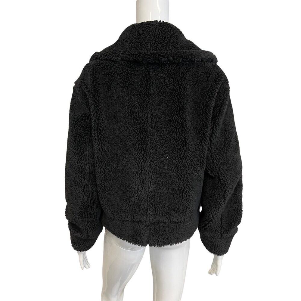 CARBON 38 Black Faux Fur Teddy Sherpa Full Zip Jacket Size XS - Picture 2 of 4